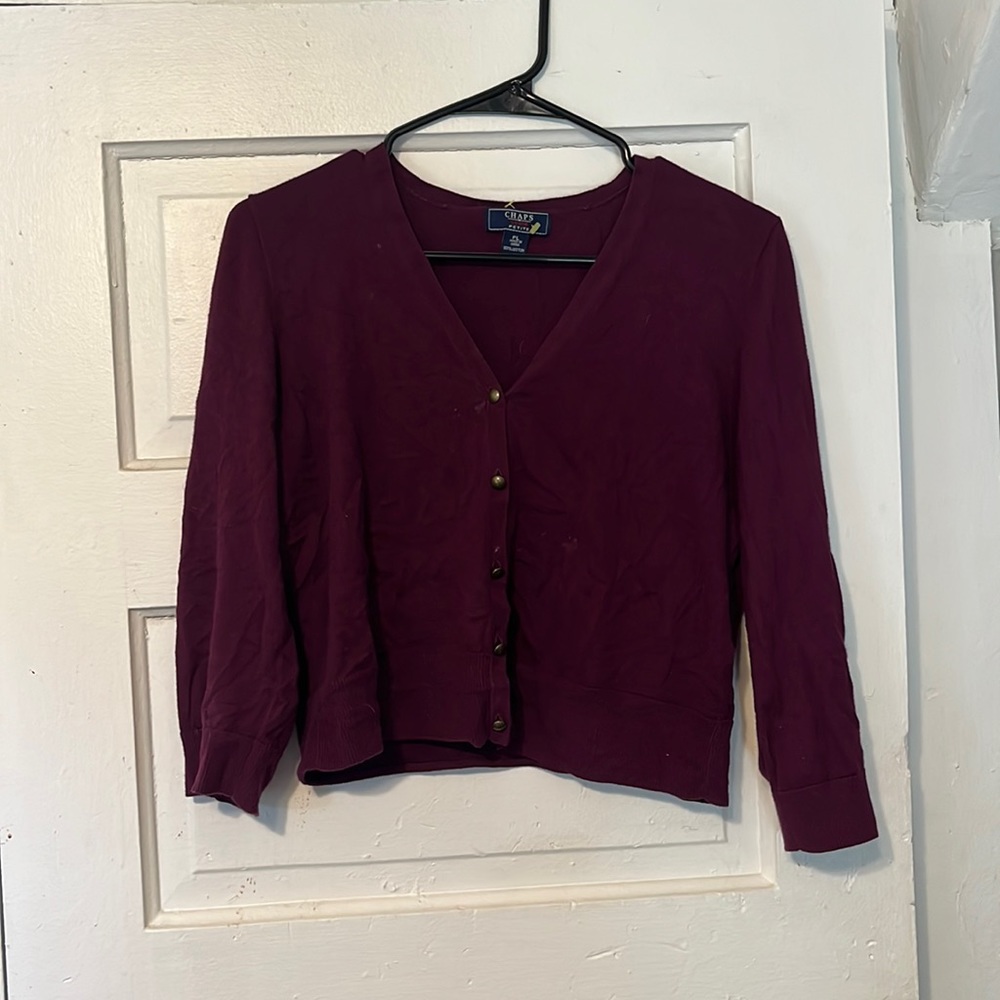 Maroon / purple cropped sweater button up